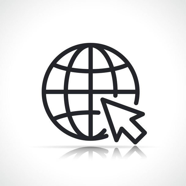globe en muis cursor pictogram geïsoleerd ontwerp - Vector, afbeelding