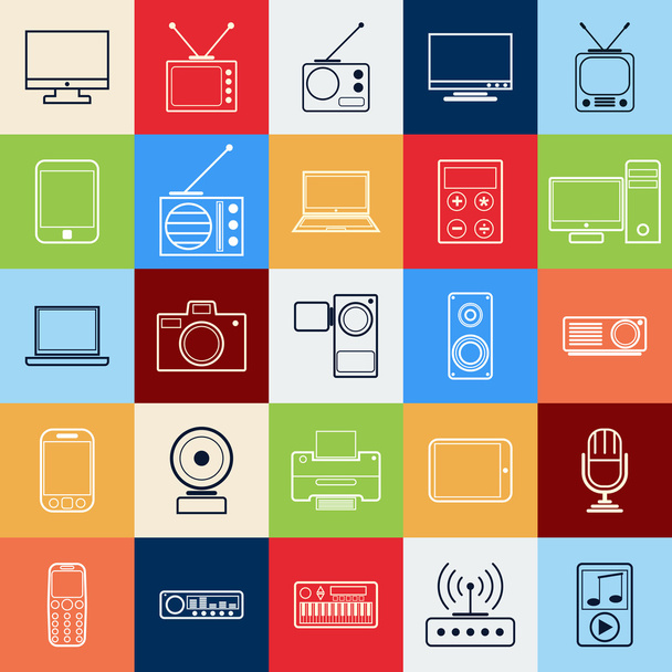 Electronic  contour  icons - Vector, Image