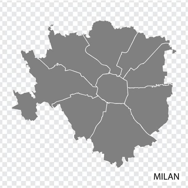 Mappa di alta qualità di Milano è una città in Italia, con confini delle regioni. Mappa di Milano per il tuo sito web design, app, UI. EPS10. - Vettoriali, immagini