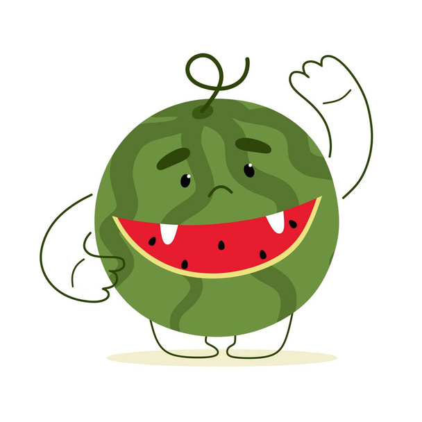 Cute watermelon monster summer. Vector illustration in cartoon style. - Vector, Image