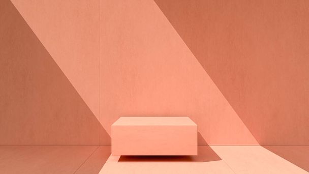 Minimal pastel pink architectural background with wall and floor on sunny day and shadow, 3d rendering for presentation or website usages especially typogrphic usage - Foto, immagini