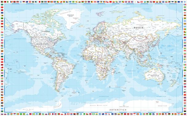 Mapa do Mundo Político - Ilustração vetorial - Vetor, Imagem