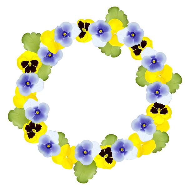   wreath (ring) of pansies on a white background - Vektor, Bild