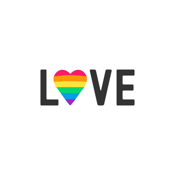 Love. LGBT Rainbow heart. Diversity love and flag. Flat vector illustration. - Vektör, Görsel