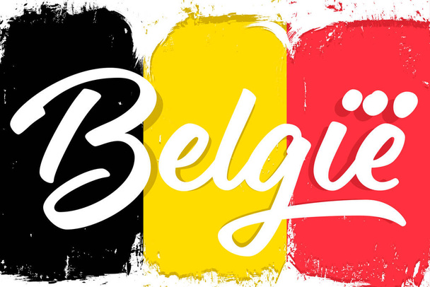 Belgi, Flagge Belgiens, Banner mit Grunge-Pinsel. Independence Day. Nationaltrikolore in Originalfarben. - Vektor, Bild