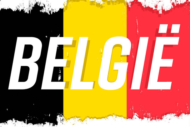 Belgi, bandiera del Belgio, bandiera con pennello grunge. Il giorno dell'indipendenza. tricolore nazionale nei colori originali. - Vettoriali, immagini