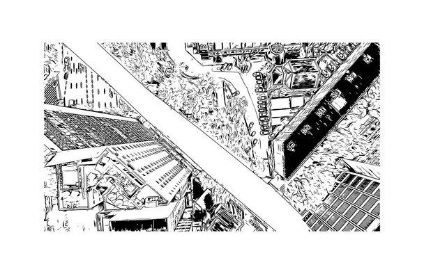 Rakennus näkymä maamerkki Belo Horizonte on pääkaupunki Kaakkois Brasiliassa. Käsin piirretty piirros vektorina. - Vektori, kuva