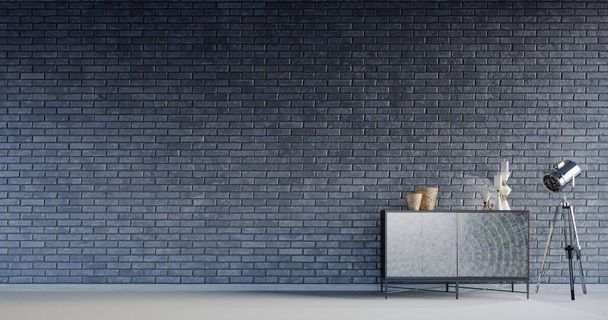 3d rendering,3d illustration, Interior Scene and  Mockup, Brick wall with modern console - Photo, Image
