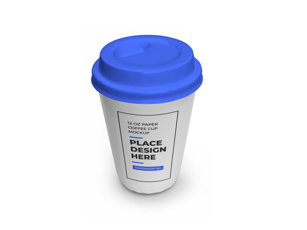 бумажная чашка кофе 12 унций 3D иллюстрации макет сцены на изолированном фоне - Фото, изображение