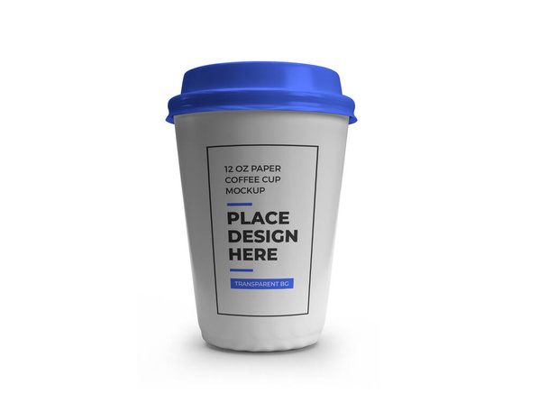Paper Coffee Cup 12 oz 3D Illustration Mockup Scene on Isolated Background - Fotografie, Obrázek