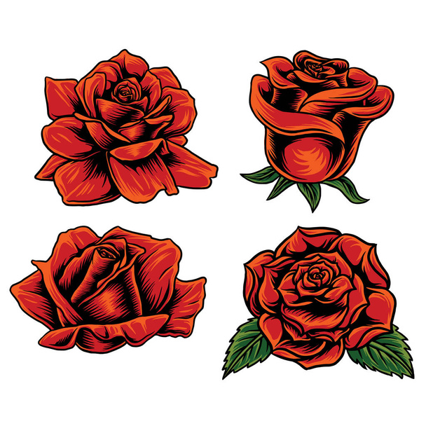 vector set rose in the beground white - Vector, Image