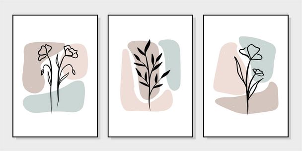 Set di illustrazioni creative minimaliste disegnate a mano per la decorazione della parete, cartolina o copertina di depliant. Disegnare a mano elementi di design vettoriale. Vettore EPS10. - Vettoriali, immagini