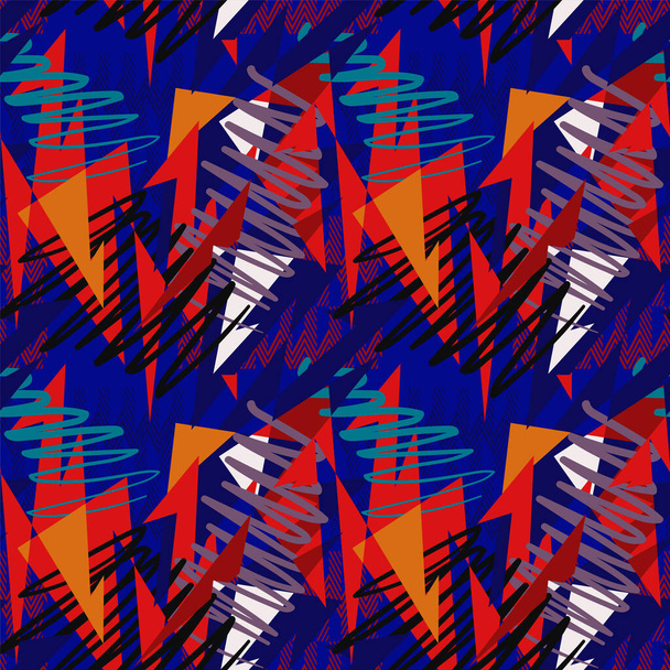  Αφηρημένη γεωμετρία αδιάλειπτη μοτίβο με καμπύλα σχήματα και χαοτικές γραμμές - Διάνυσμα, εικόνα
