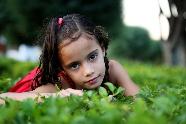 krásné dítě ležící na trávě - Fotografie, Obrázek