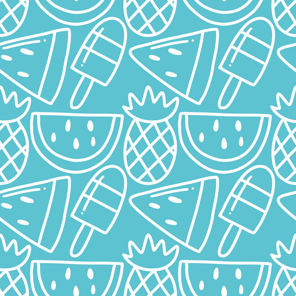 krabbel patroon van de hand getrokken fruit vakantie - Vector, afbeelding