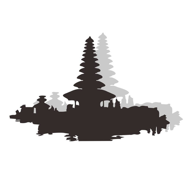Silueta ilustrace hinduistického náboženského chrámu na Bali Indonesia - Vektor, obrázek
