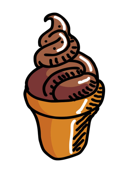 Chocolate icecream vector illustartion isolated on white background - Vektor, obrázek