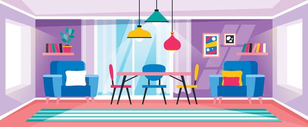 Interior Design Concept With Flat Furnitures - Vector, Image