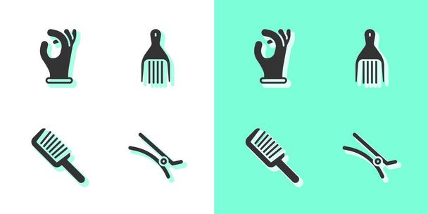 Увімкни кліп, медичні гумові рукавички, перукарню і ікону Барретта. Вектор - Вектор, зображення
