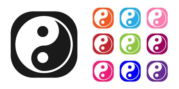 Yin Yang noir symbole d'harmonie et icône d'équilibre isolé sur fond blanc. Définir des icônes colorées. Illustration vectorielle. - Vecteur, image