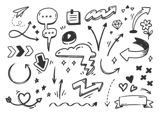 Hand drawn abstract scribble doodle set, vector illustration - Vector, Image