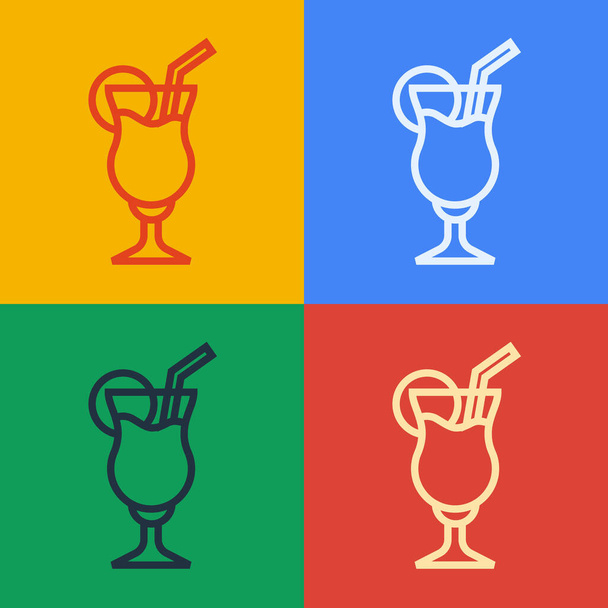 Pop art line Icono de cóctel y bebida alcohólica aislado sobre fondo de color. Vector. - Vector, imagen