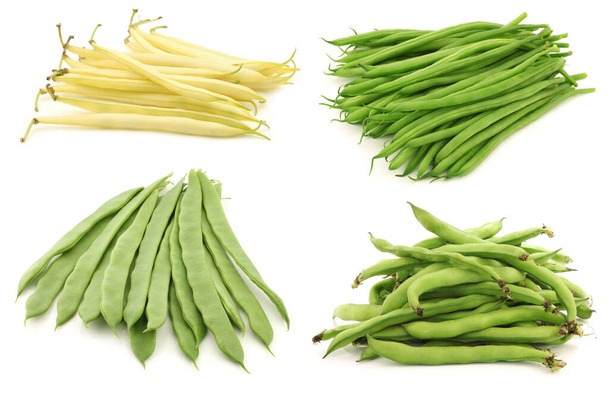 Premium Photo  Tabletop view - yellow string (wax) beans on white boards.