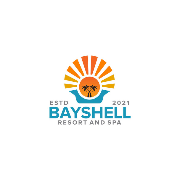 Shell resort logo design vector template - Vector, Image