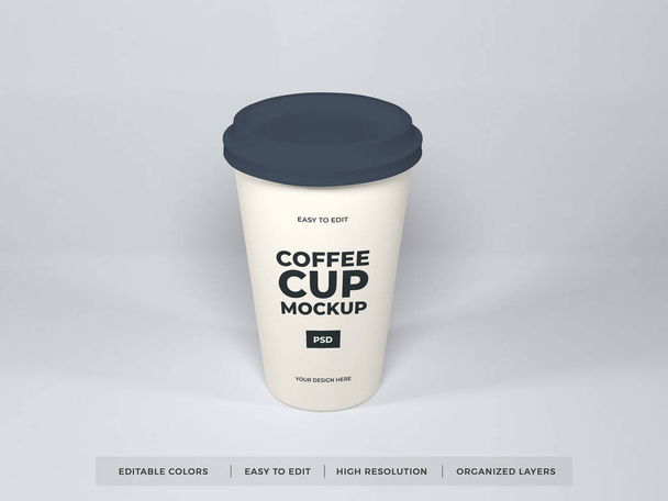 Сцена 3D-макета Paper Coffee Cup на изолированном фоне - Фото, изображение