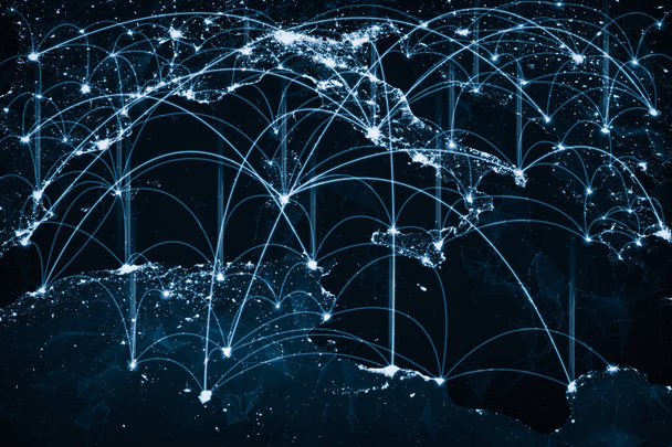 Europa-netwerkverbinding die continent bestrijkt met lijnen van innovatieve perceptie - Foto, afbeelding