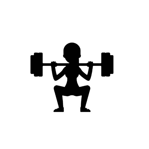 Weibliches Gewichtheben, Silhouette auf weißem Hintergrund sitzender Gewichtheber in sitzender Haltung. - Foto, Bild