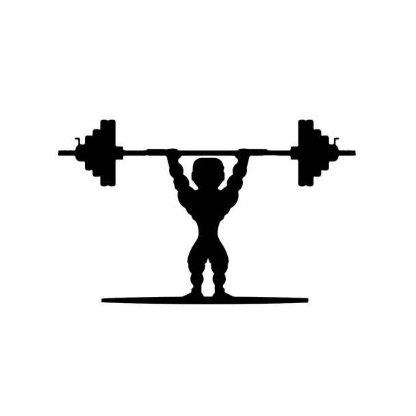 Männliches Training mit Langhantel, dünner Charakter, aktives Sport-Lifestyle-Konzept Illustration auf weißem Hintergrund - Foto, Bild