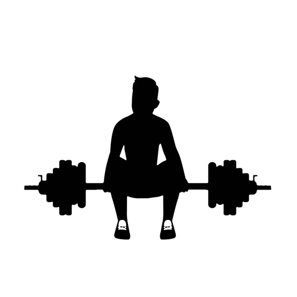 Halter kasları ile atletik halter spor güçlü adam güzel vücut fitness tasarımı düz beyaz çizim arka plan izole - Fotoğraf, Görsel