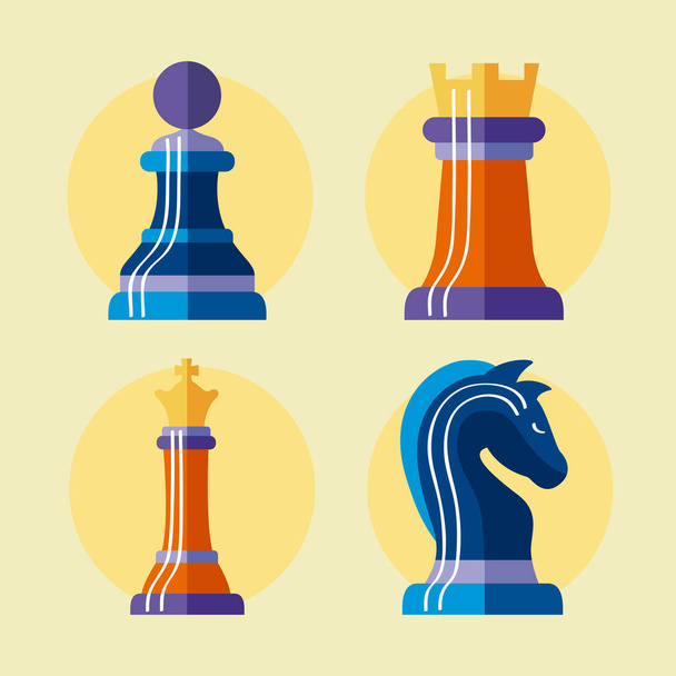 quattro pezzi di scacchi - Vettoriali, immagini