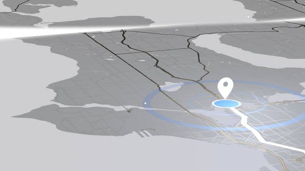 3D vykreslování šedé mapy města s ulicemi a silnicemi ve videu 4k. - Fotografie, Obrázek