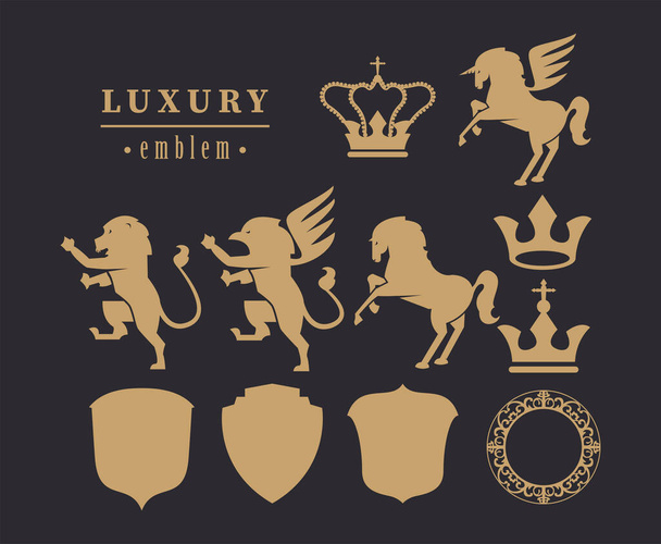одиннадцать роскошных эмблем - Вектор,изображение