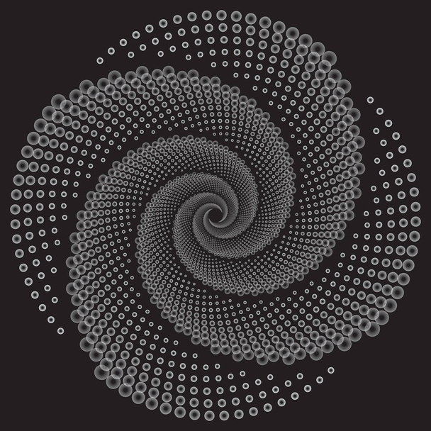 Gevlekte Halftone Vector Spiraal Patroon of Textuur. Stipple Dot Achtergronden met Ringen - Vector, afbeelding