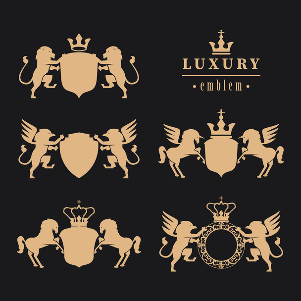 five luxury emblems - Vector, Image