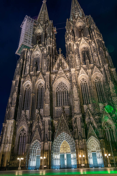 Facade of Cologne Cathedral at night, Germany - Fotó, kép
