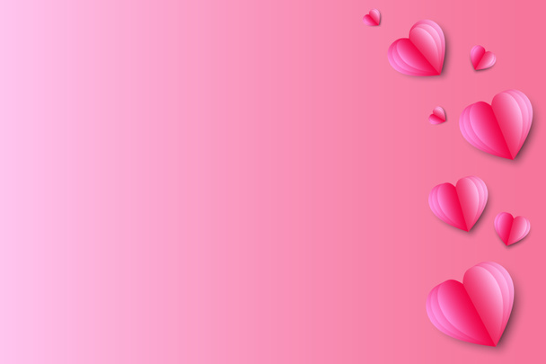 Papier plié fond de coeur empilé ensemble. Coeur couleur fuchsia. Concept de Saint-Valentin. Illustration abstraite flat art design. - Photo, image