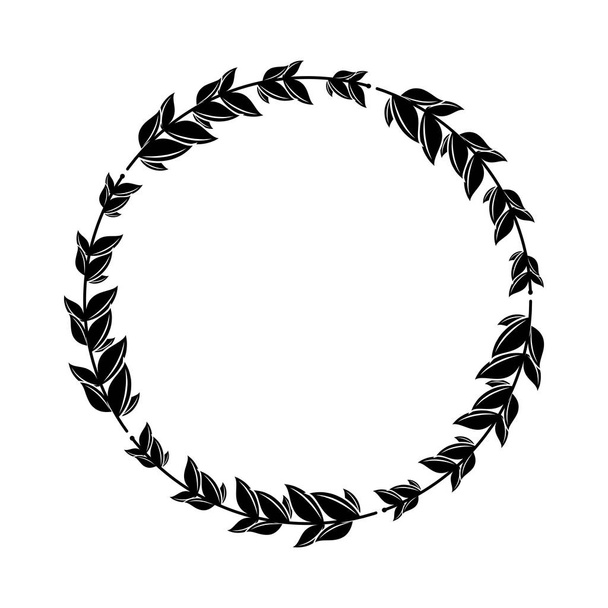 circular laurel wreath silhouette - Vector, Image