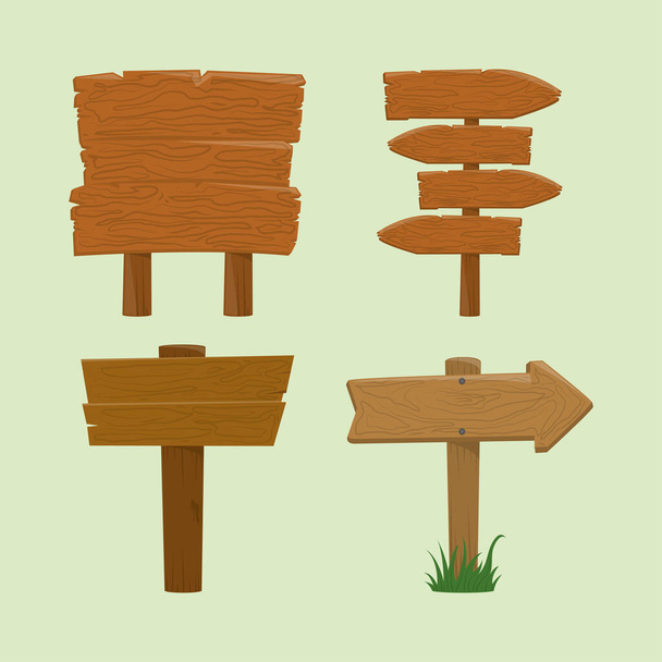 conjunto letrero madera - Vector, imagen