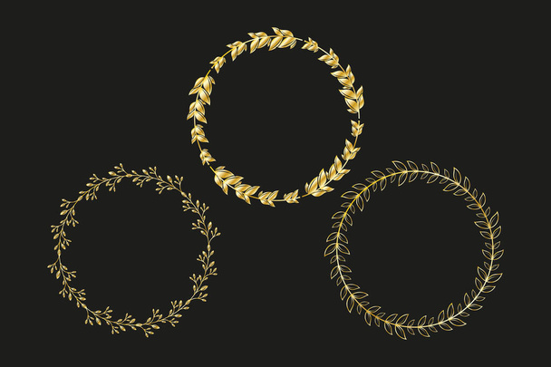 3つの黄金の月桂樹の花輪 - ベクター画像