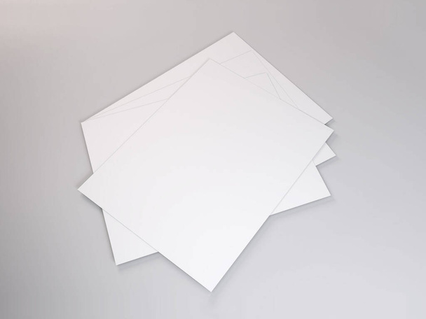 Realistische Buchstaben Lebenslauf Papier 3D Illustration Mockup-Szene auf isoliertem Hintergrund - Foto, Bild