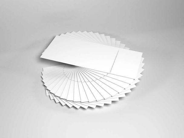 Event Ticket Paper 3D Illustration Mockup Scene on Isolated Background - Photo, image