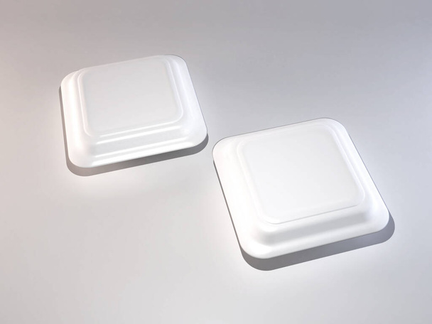 Food Box Packaging 3D Illustration Mockup Scene on Isolated Background - Φωτογραφία, εικόνα