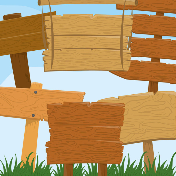 dřevěná cedule v trávě - Vektor, obrázek