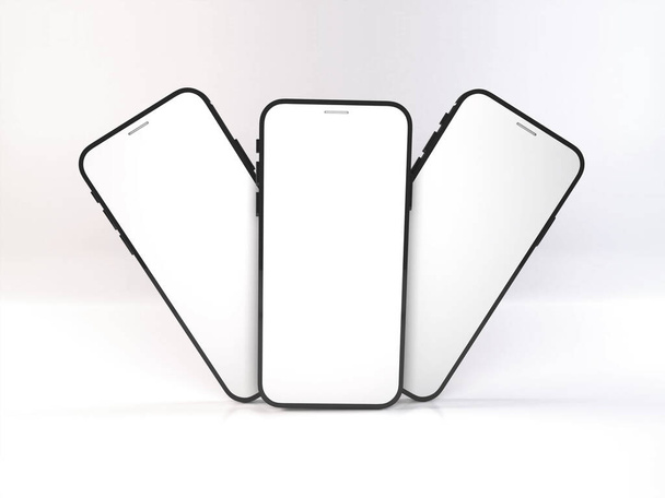 İzole Arkaplanda Akıllı Telefon Aygıtı 3B Model Sahnesi - Fotoğraf, Görsel