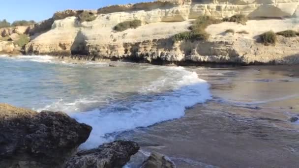 sea rocky bay with clear water and beautiful rocks. Paralimni. Protaras. Ayia Napa. cyprus - Footage, Video