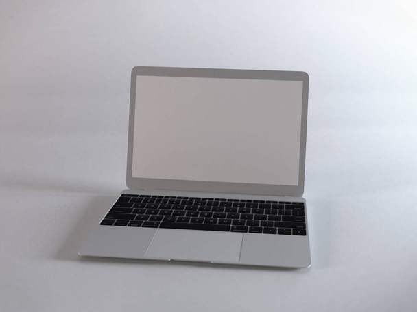 Laptop Macbook Air 3D Illustratie Mockup Scene op geïsoleerde achtergrond - Foto, afbeelding